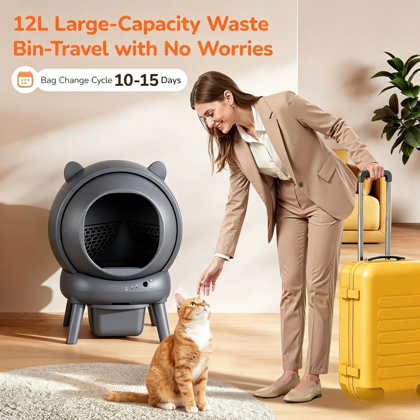 Smart Self Cleaning Cat Litter Box With App Control