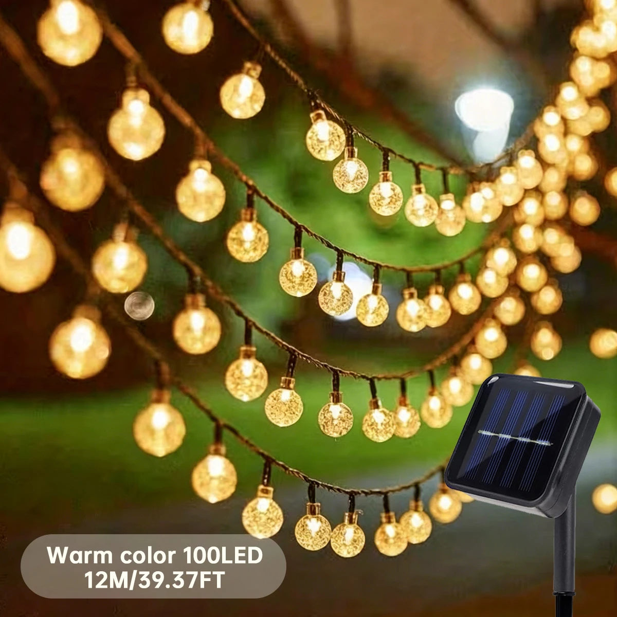 Solar Powered Bubble Ball String Lights 100 LEDs Eight Modes