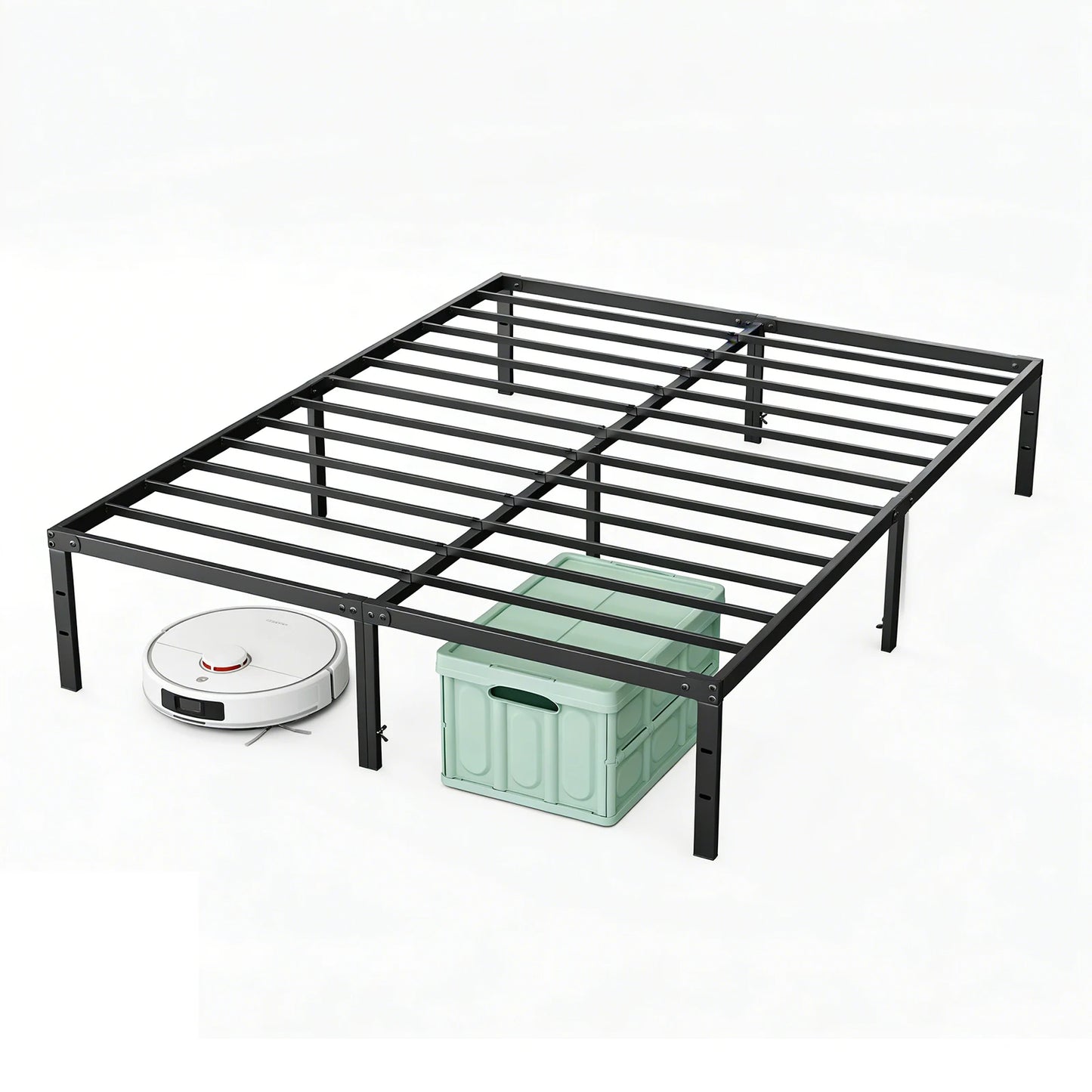 JHK Basic 12IN Twin Full Queen King Size Bed Frame Metal Platform Bedroom Frames with Storage Space Sturdy Steel Slat Support