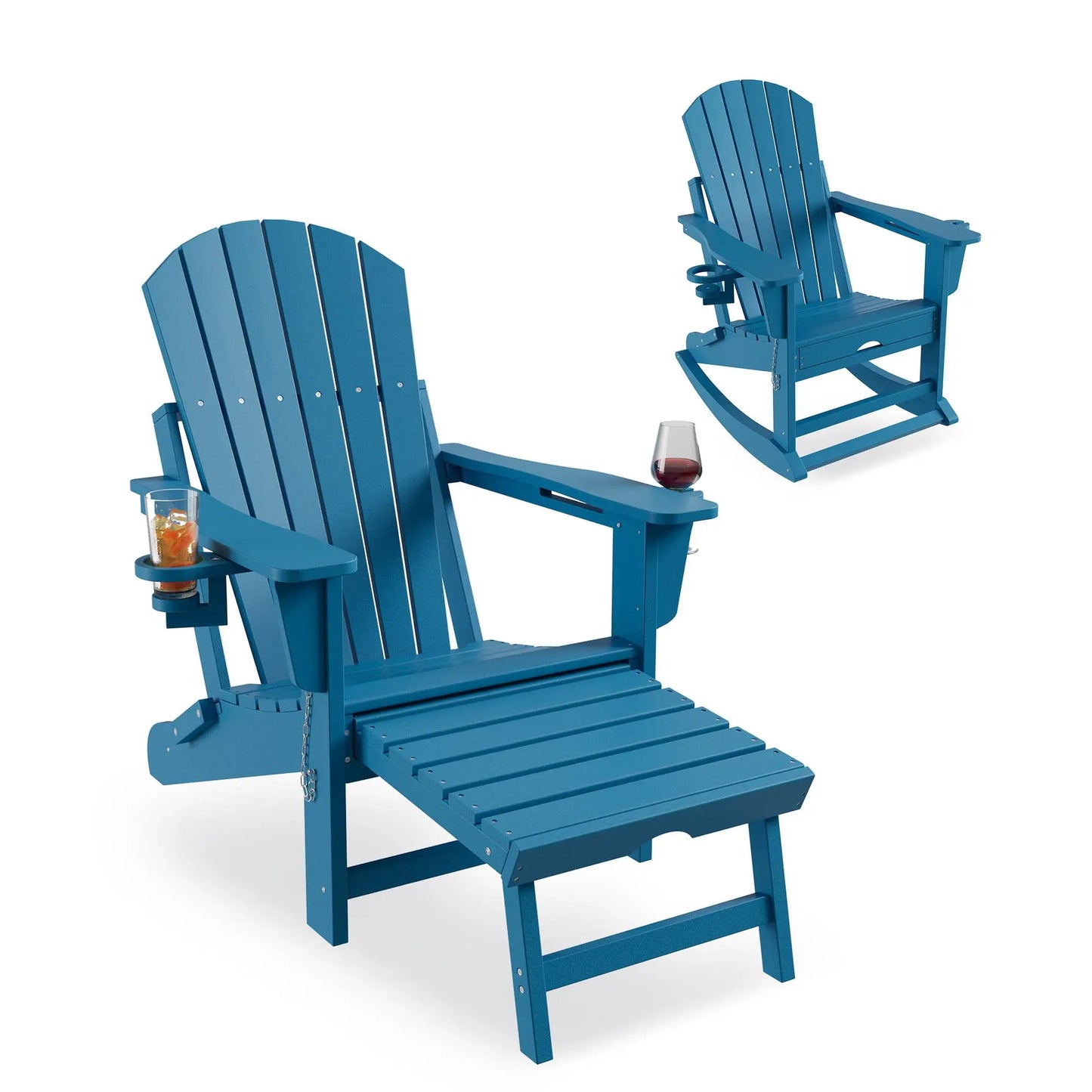 Studyset Folding Adirondack Rocking Chair With Footrest