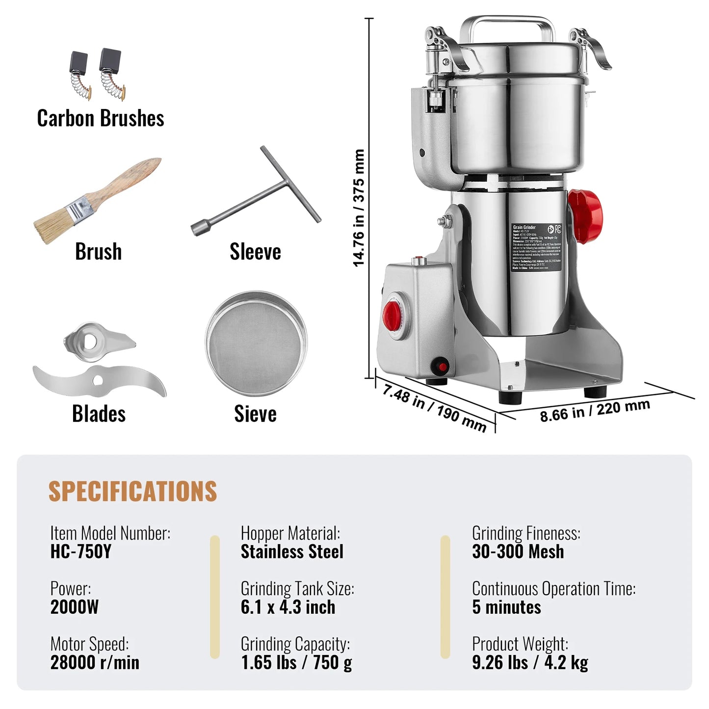 SucceBuy Electric Grain Mill Grinder For Dry Herbs And Spices