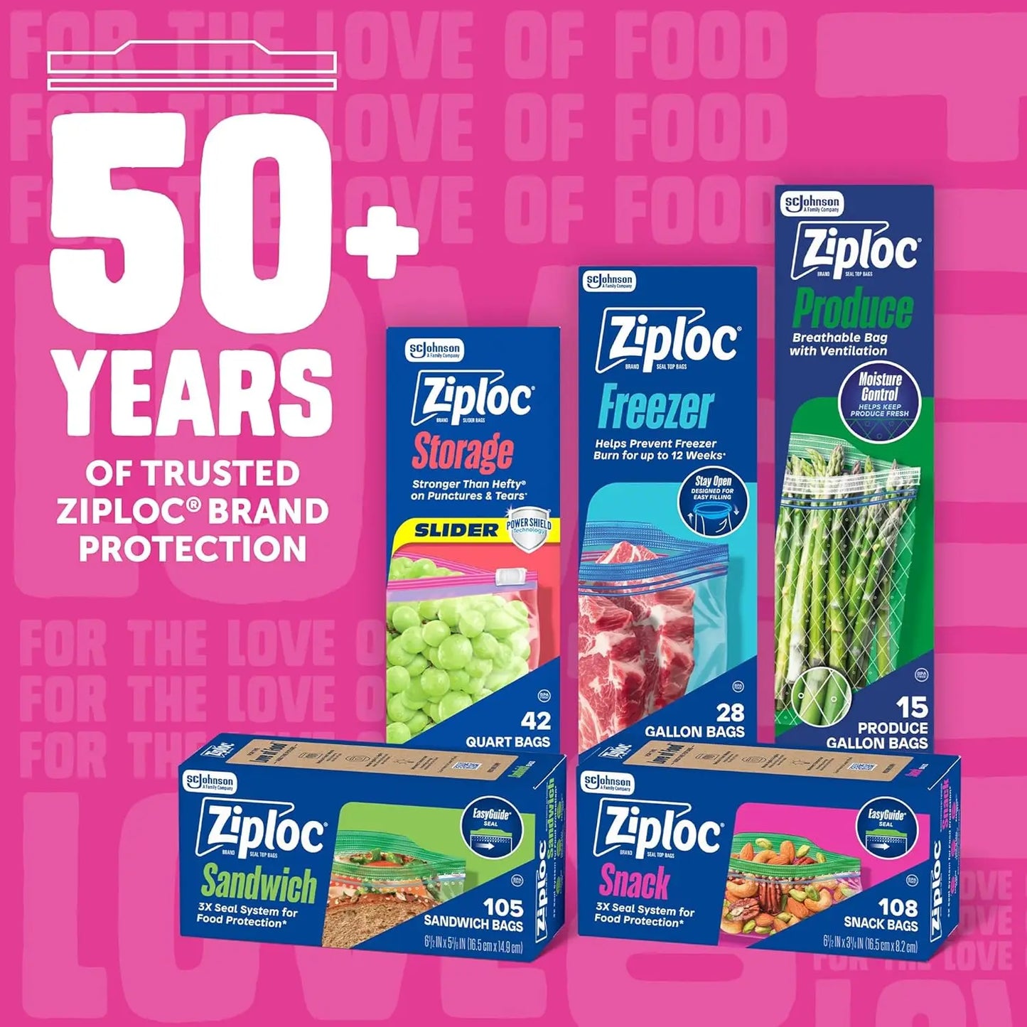 Snack Bags With EasyGuide Texture Grip N Seal, 280 Count