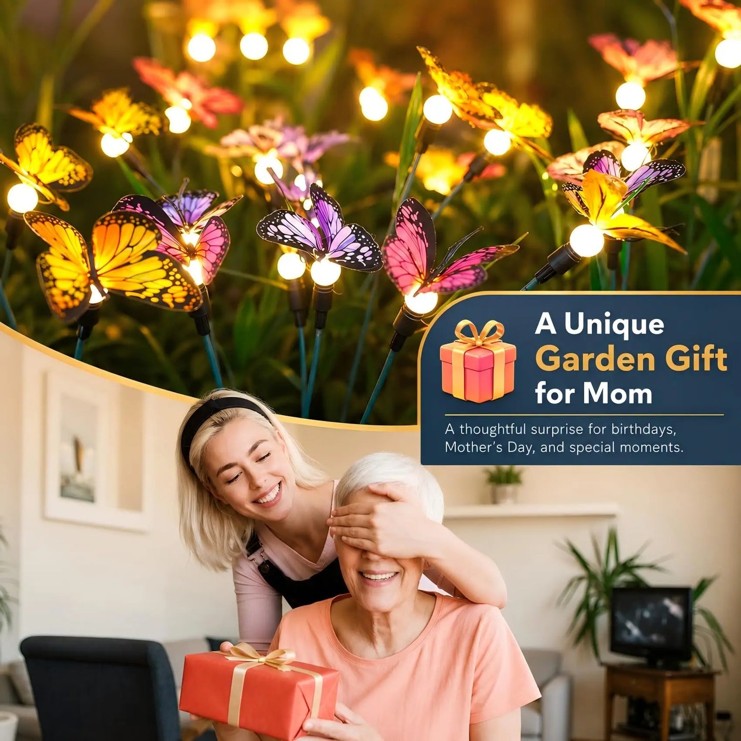 Solar Butterfly Garden Lights 2 Pack Upgraded Swaying LED Pathway