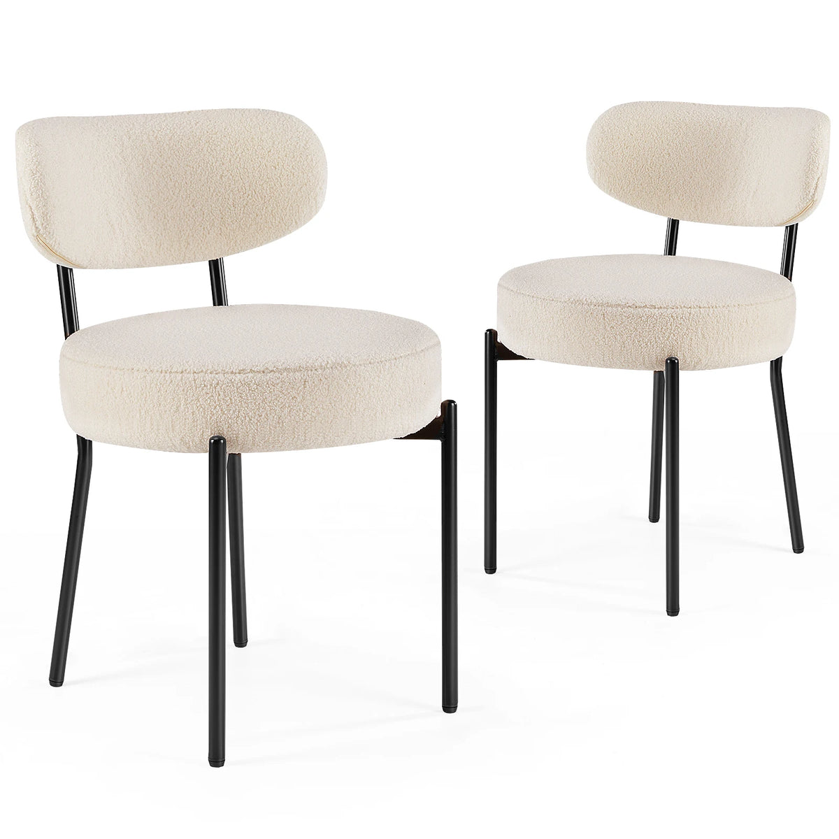 JHK Set Of 2 Round Dining Chairs With Curved Backrest
