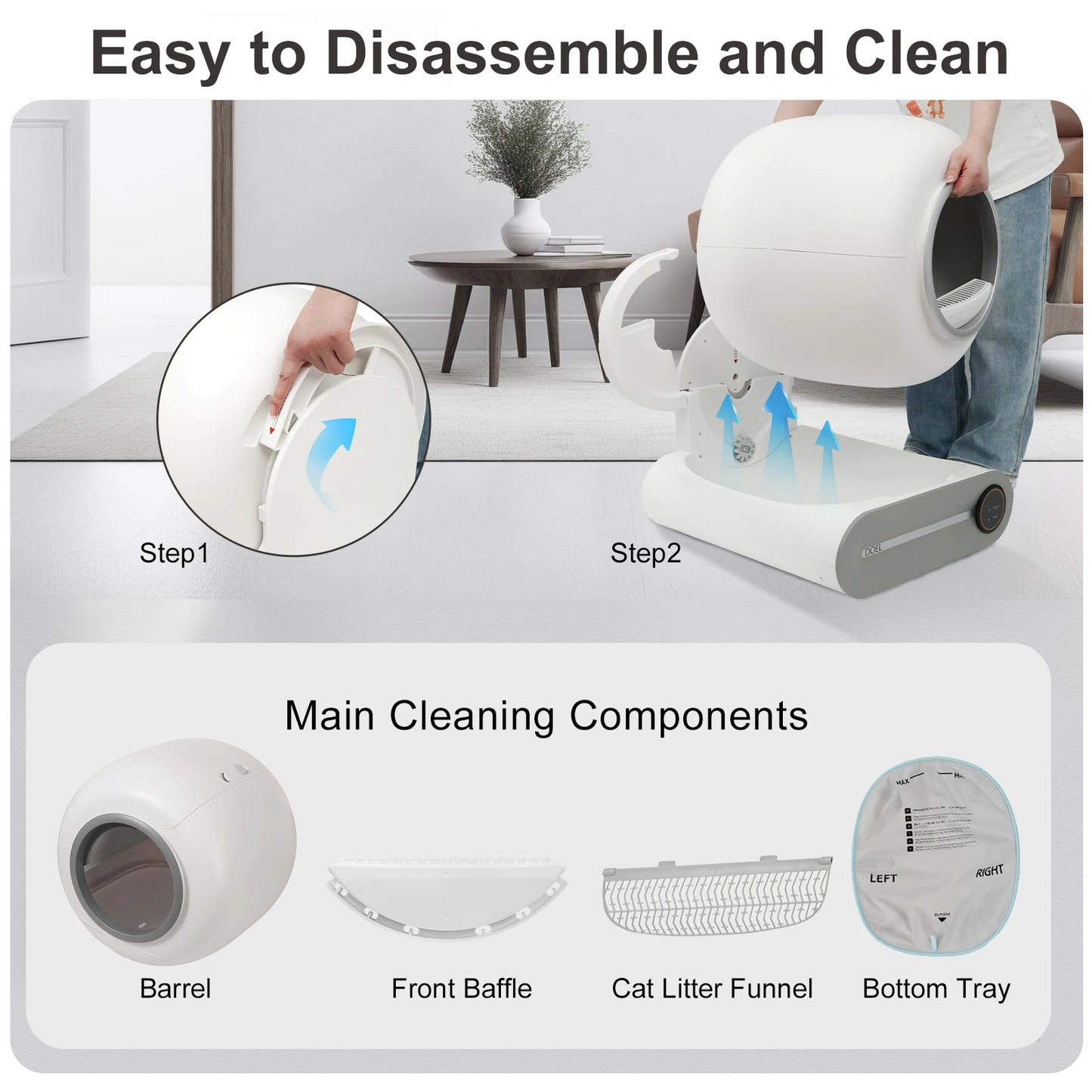 DOEL Self Cleaning Cat Litter Box With App Control