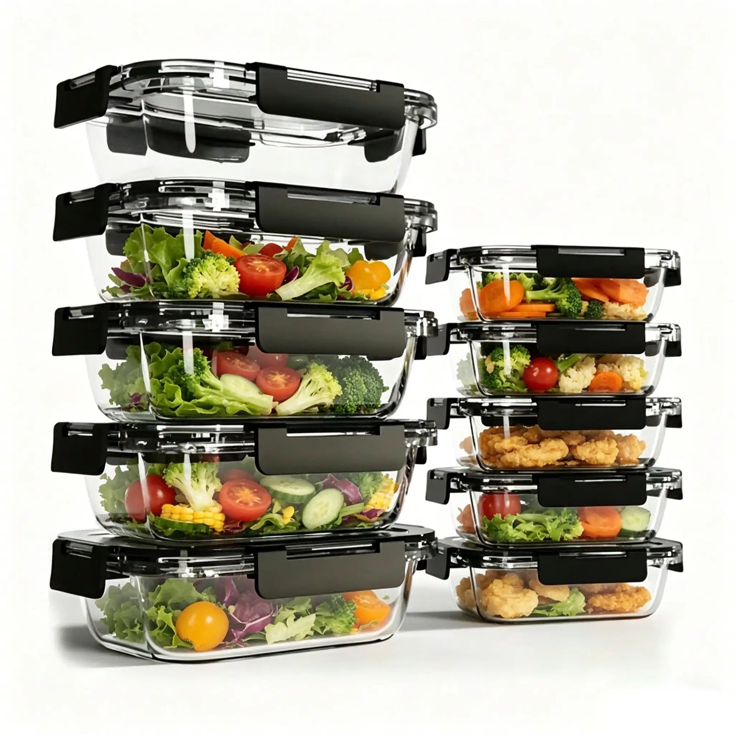 Glass Meal Prep Containers 10 Pack With Lids Airtight