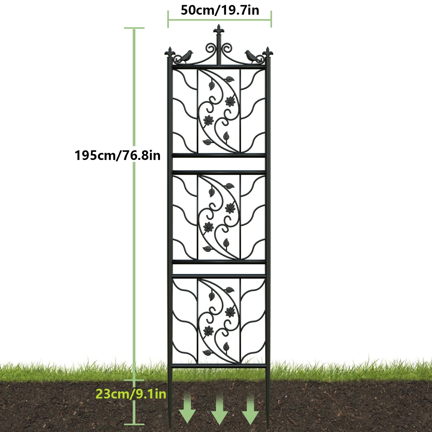 Tall Iron Garden Trellis Fence Panel For Climbing Plants