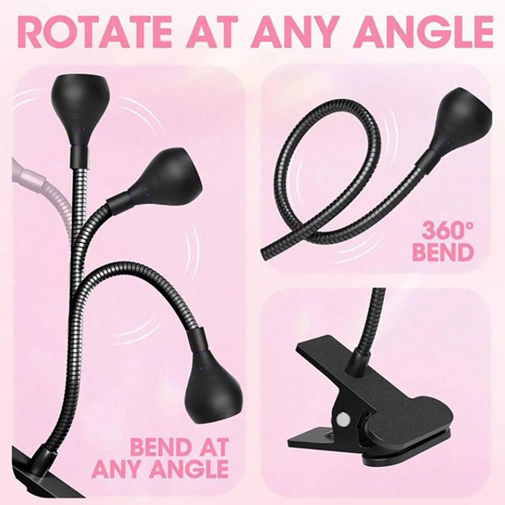 USB Clip On Reading Lamp With Flexible Gooseneck Desk Light