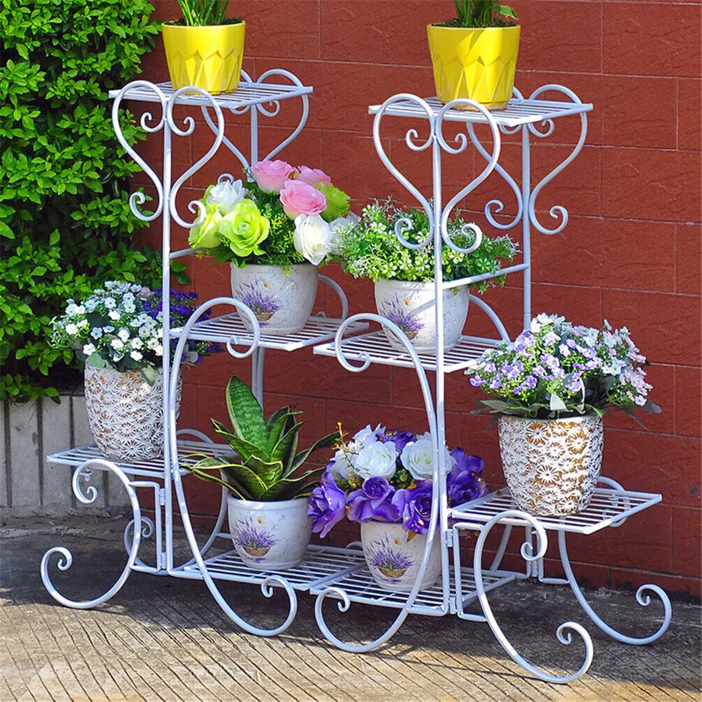 4 Tier Metal Plant Stand Indoor Outdoor Garden Display Rack