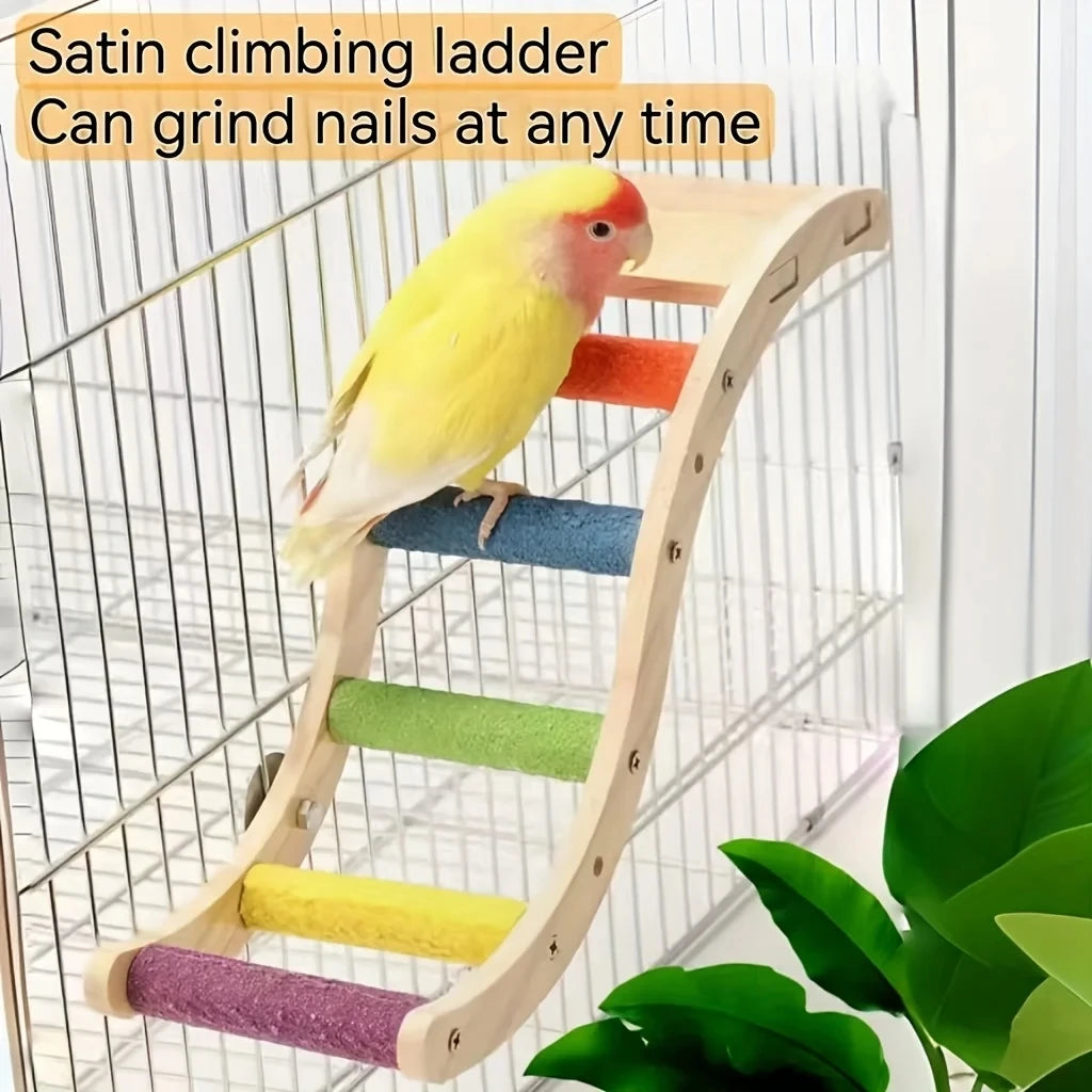 Parrot Ladder Toy Climbing Platform For Birds Safe Chew Activity