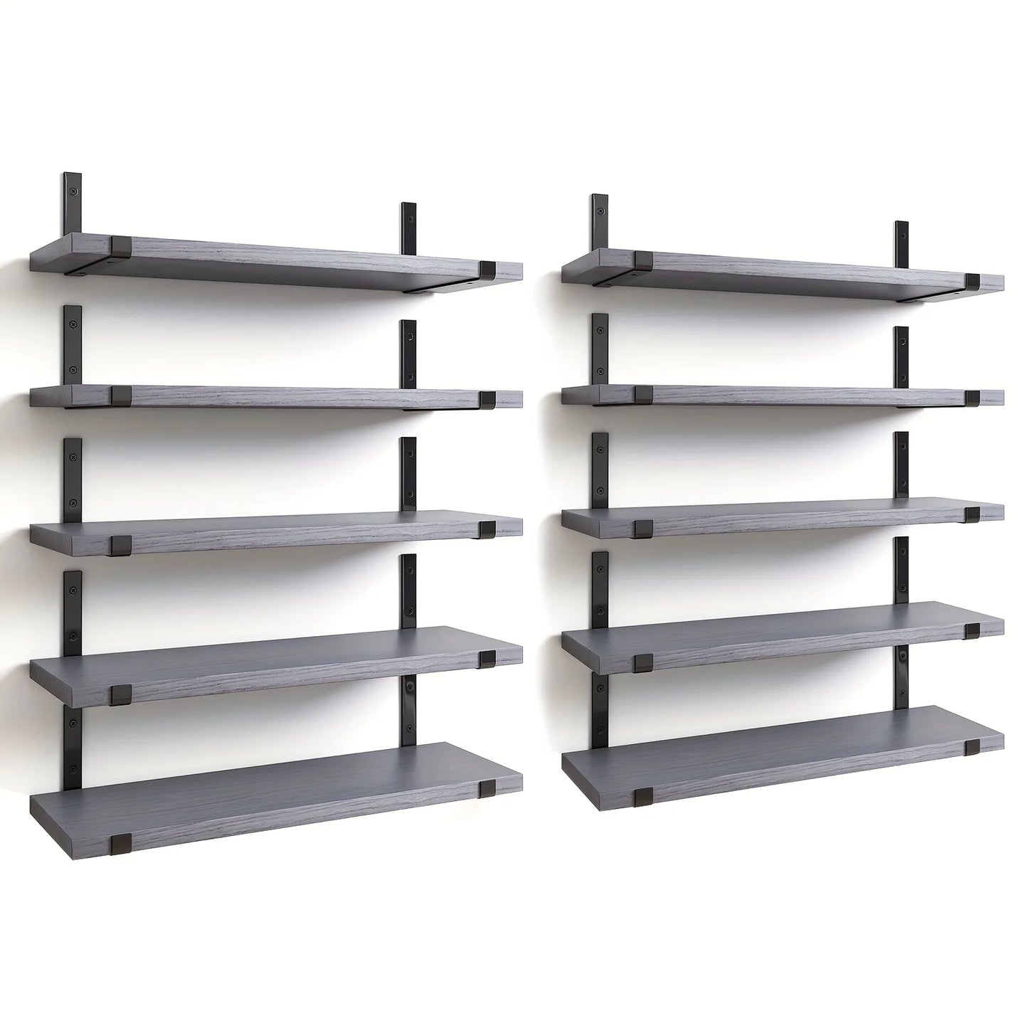 JUSFIT Bamboo Wood Floating Shelves Set of 5 Wall Shelves