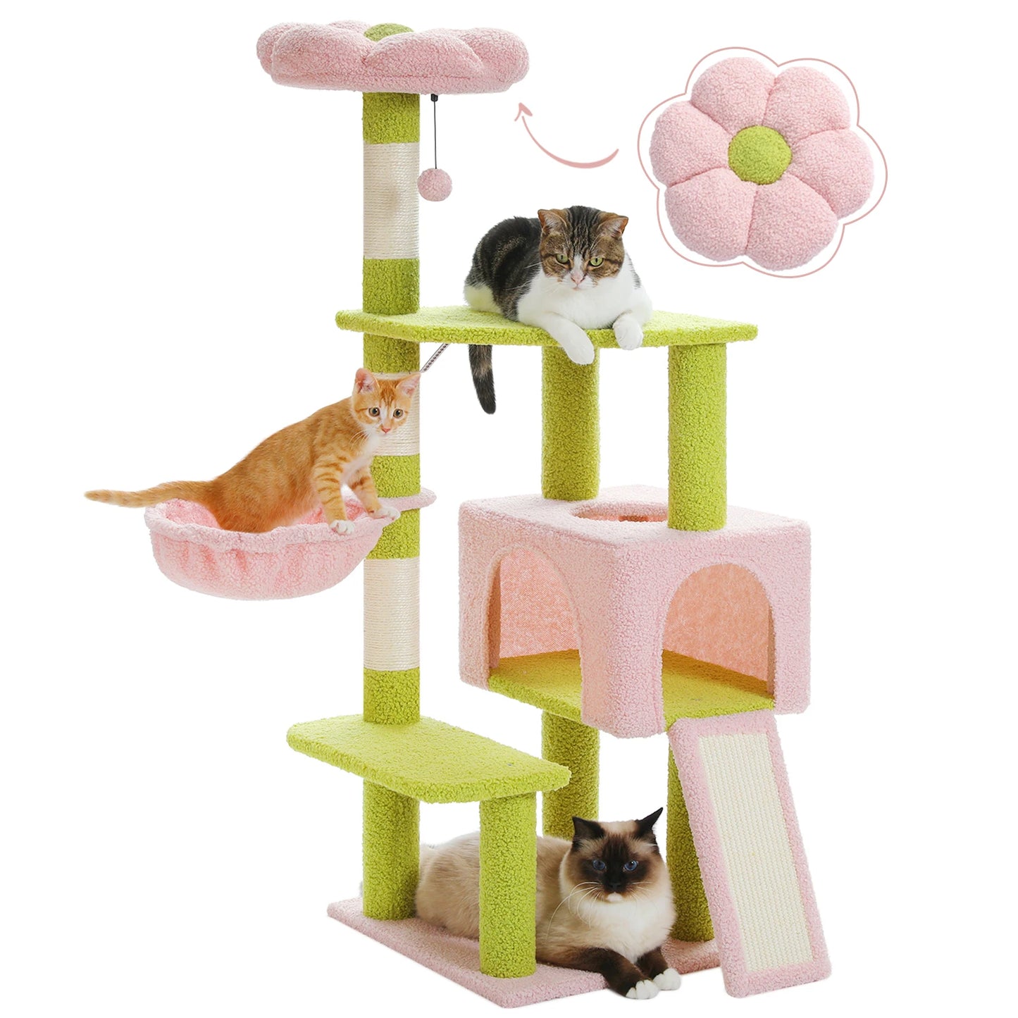 PAWZ Road Flower Cat Tree MultiLevel Tower With Sisal Posts