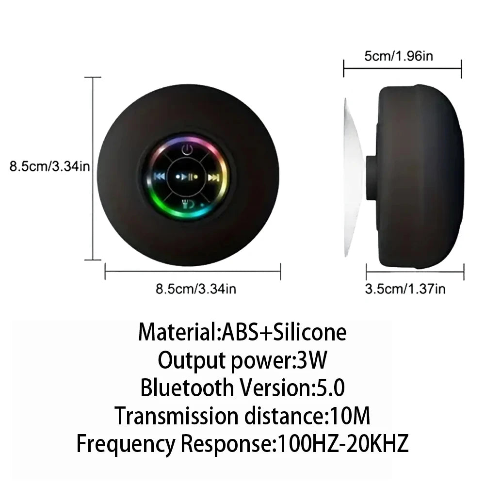 Fomscvka Portable Bluetooth Speaker With LED Light IPX4 Waterproof