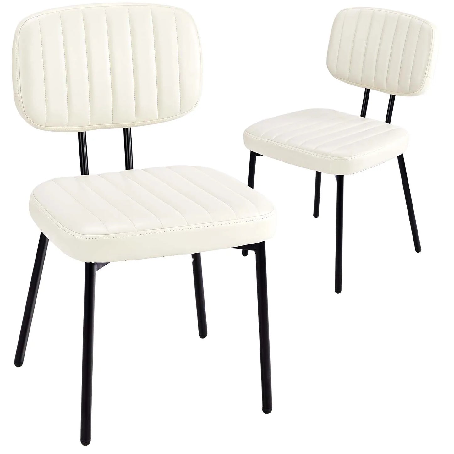 JHK Faux Leather Modern Dining Chairs Set of 2 Ergonomic Lumbar Support Foam Sponge Cushion Seat and Metal Legs for Kitchen