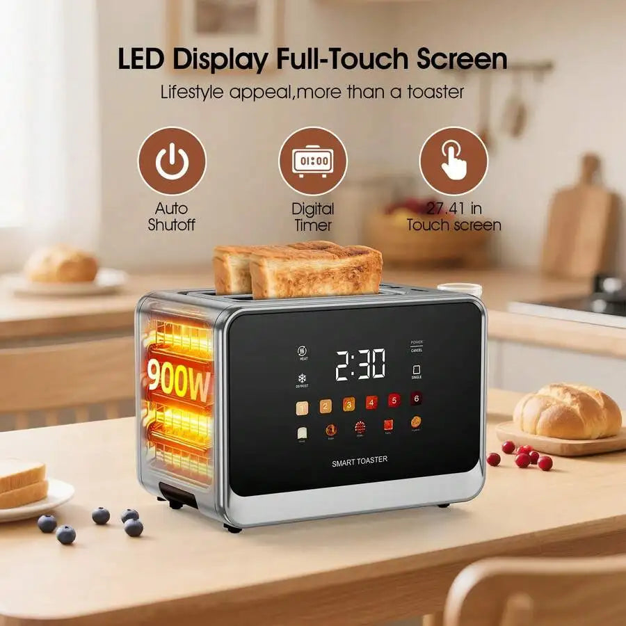XMSJ 2 Slice Toaster With LCD Display Stainless Steel 430