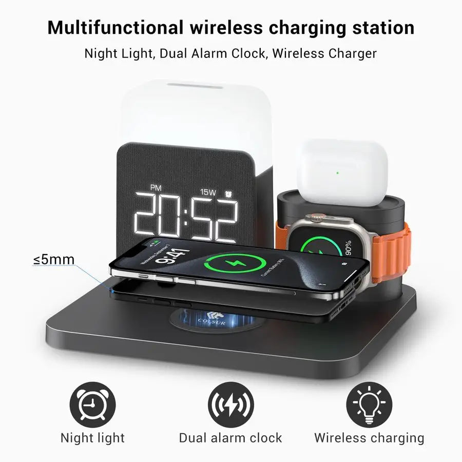 All In One iPhone Wireless Charging Station With Night Light