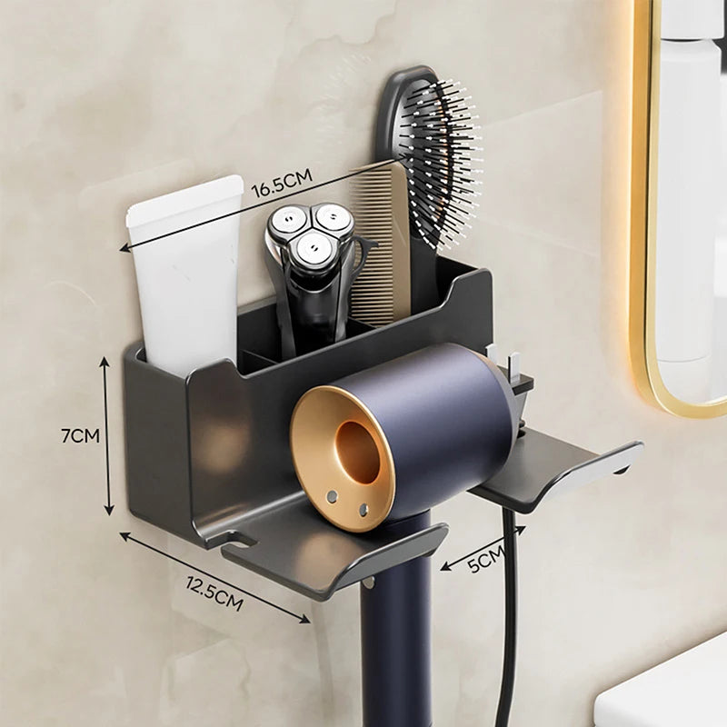 Multifunctional Hair Dryer Holder Wall Mount and Stand Organizer
