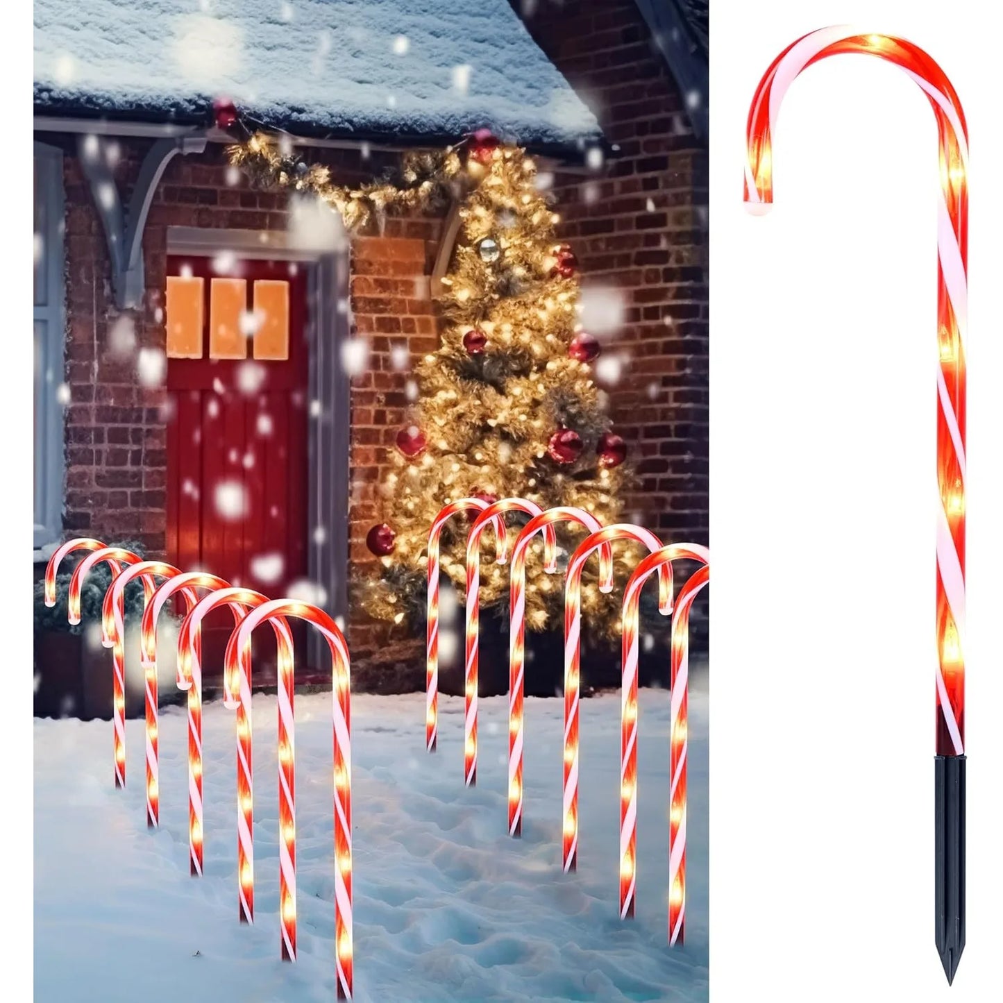 Joyfy Candy Cane Pathway Lights 12 Set Warm White Outdoors
