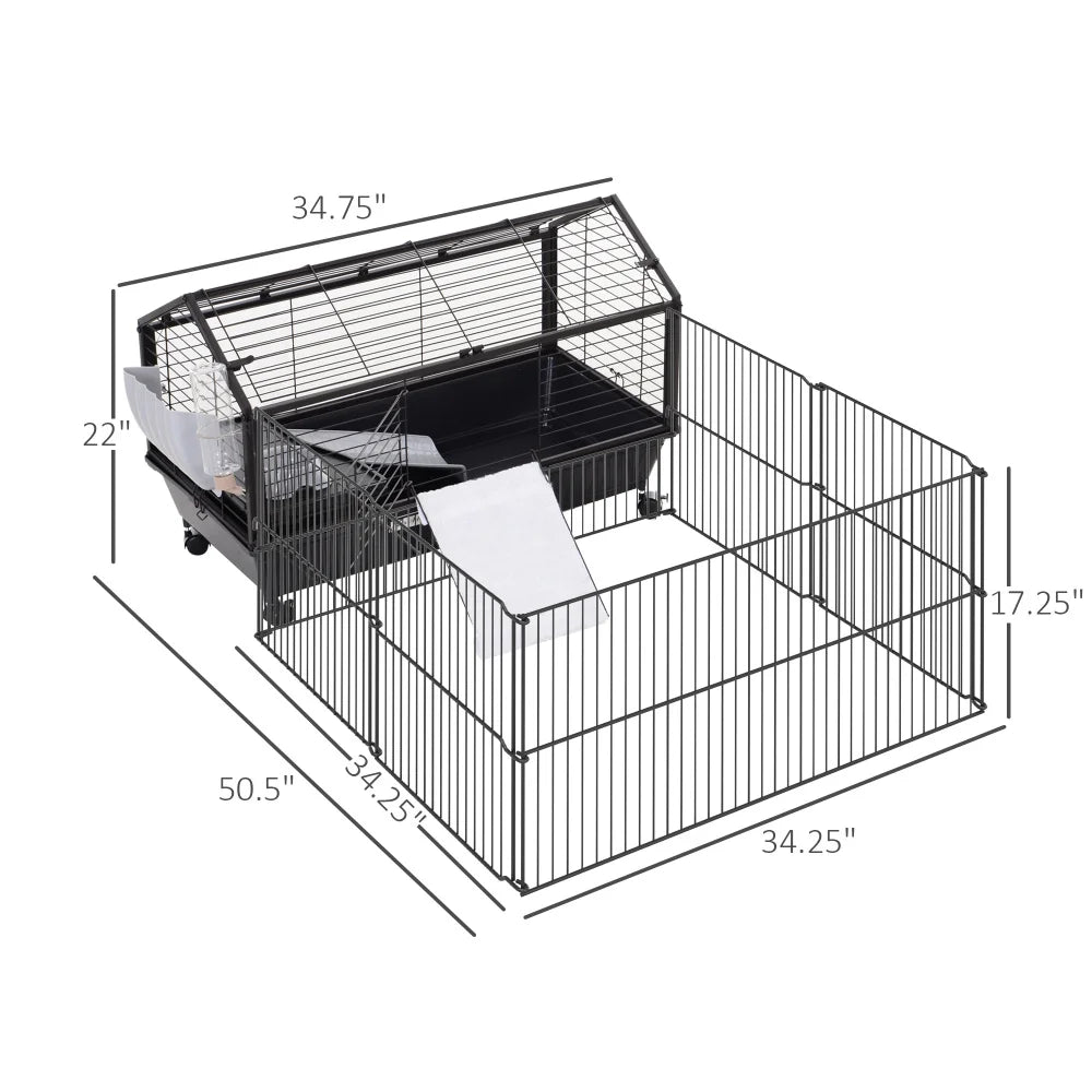 Small Animal Playpen Cage With Rolling Caster And Water Bottle