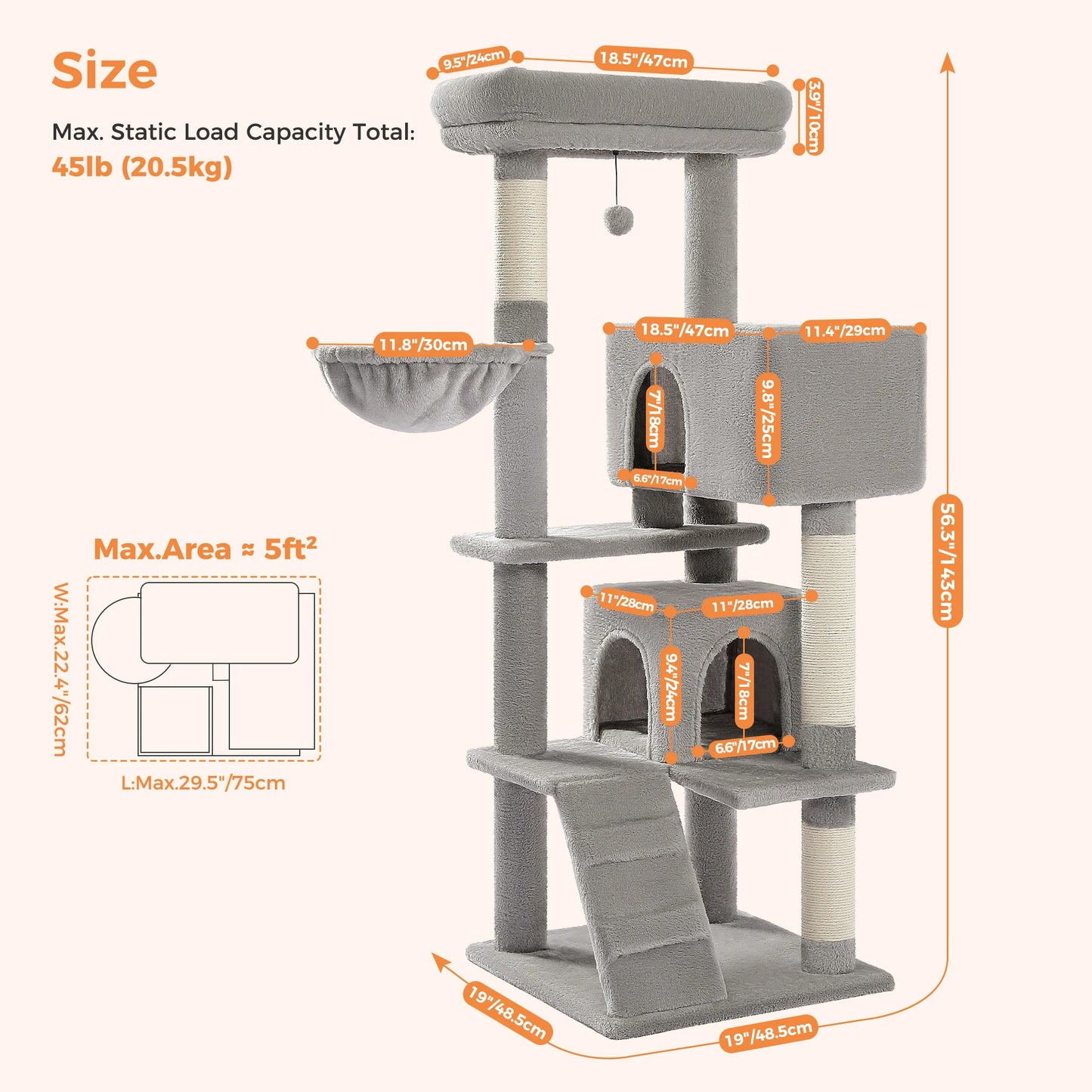 PAWZ Road Cat Tree With Toy Tower Plush Perch Scratching Posts