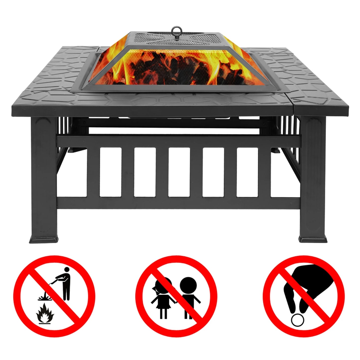 Portable Courtyard Metal Fire Pit With Accessories Outdoor