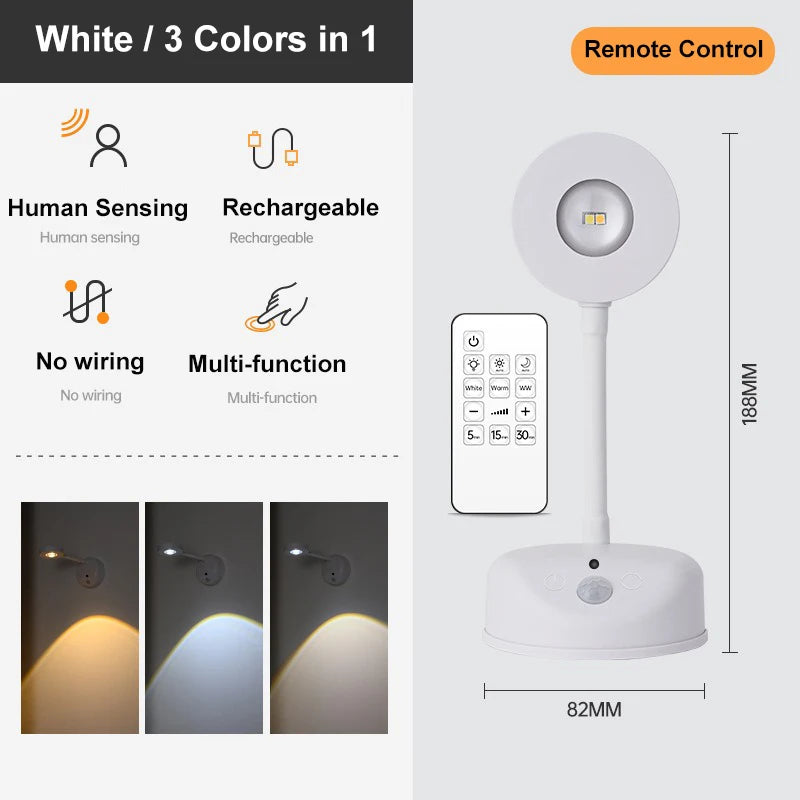 KFV USB Rechargeable Intelligent Wireless Wall Light Dimmable Led Spotlight