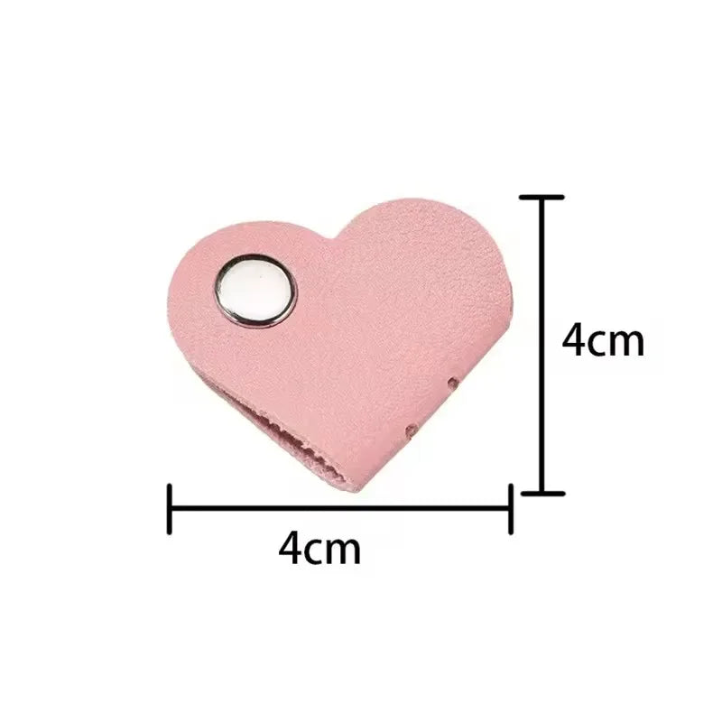 PU Leather Cable Organizer Heart Shaped Clip For Cables