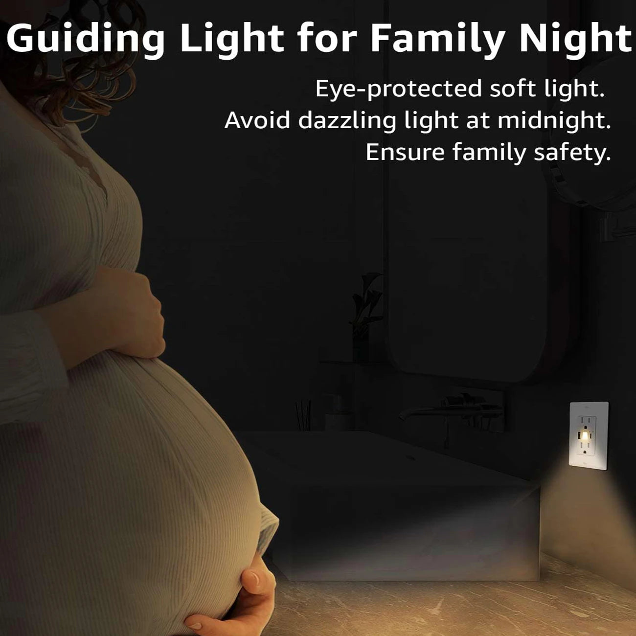 Night Light Outlet With 24W USB-C and USB-A Charging