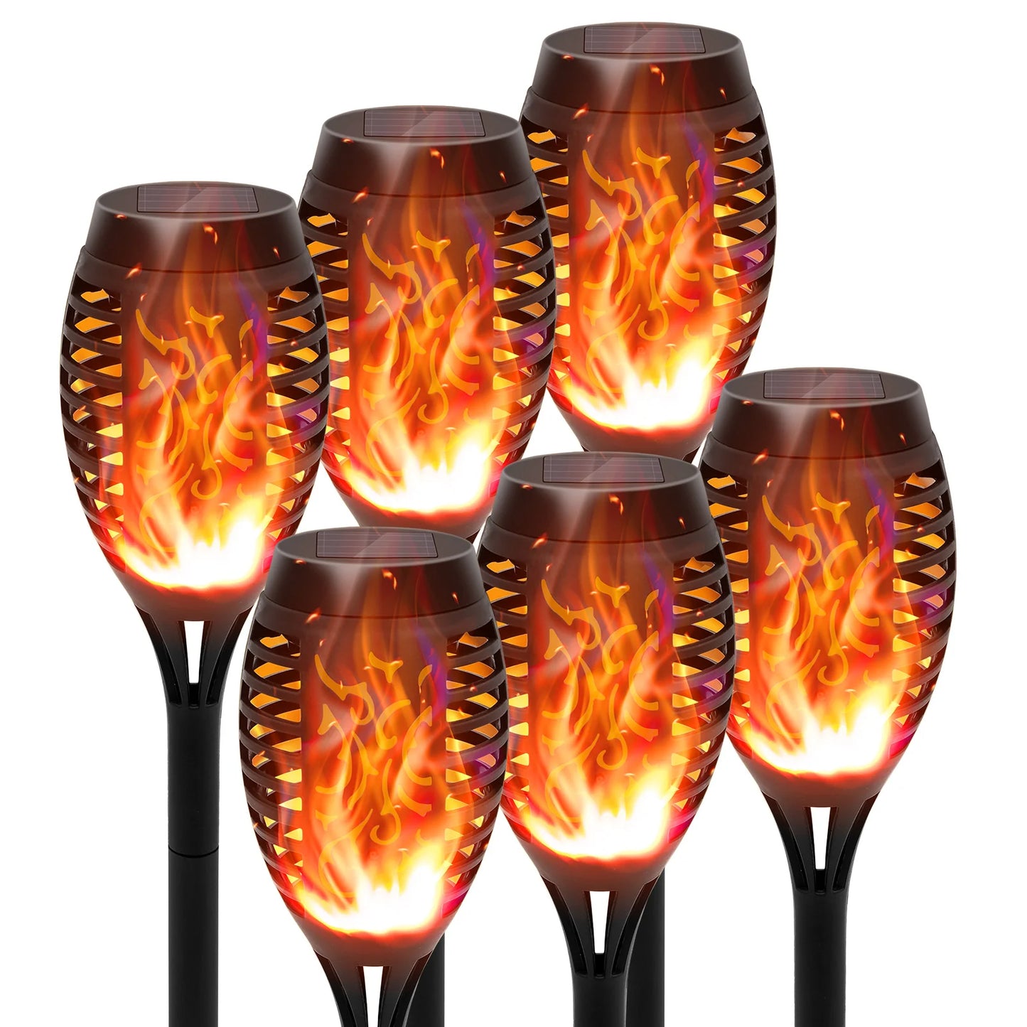 Solar Torch Lights Flickering Flame Outdoor Garden Path Patio Waterproof