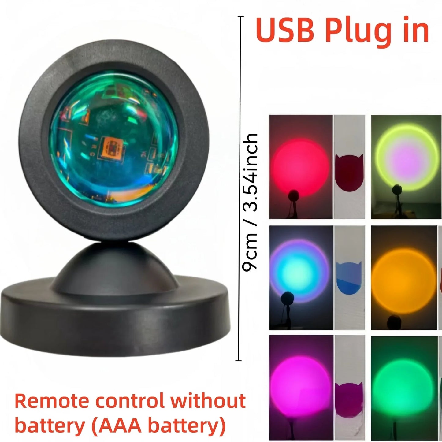 Vibrant Sunset Projection Light With 16 Color Spectrum USB Remote