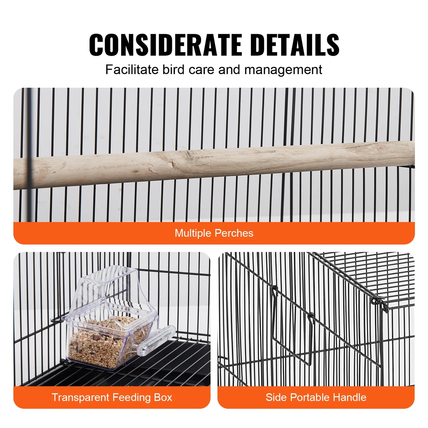 SucceBuy Stainless Steel Bird Cage With Rolling Stand
