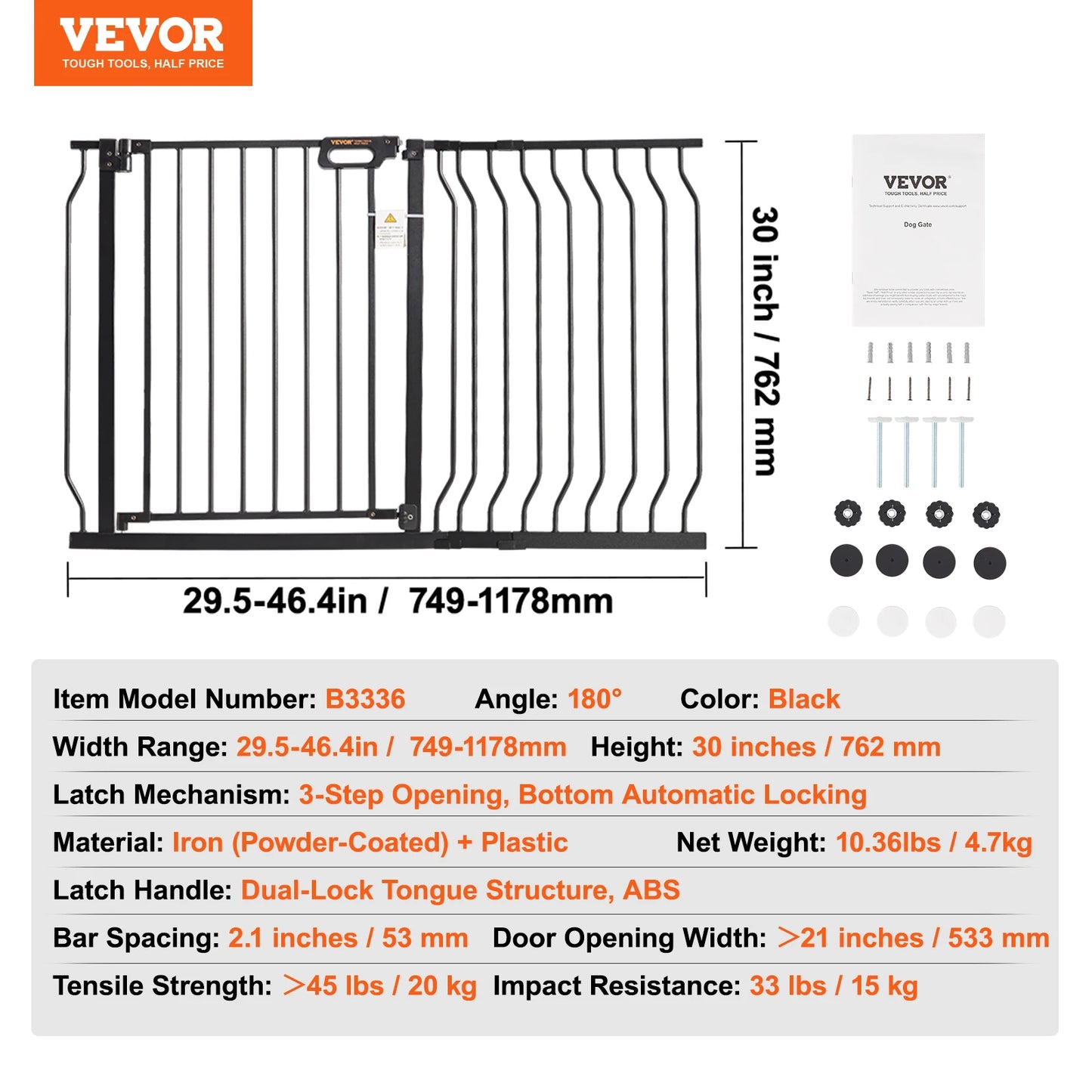 SucceBuy Baby Gate Pressure Mount Walk Through Child Fence