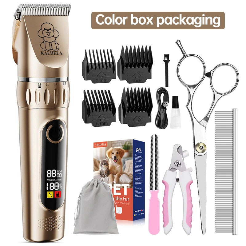 Pet Grooming Kit Rechargeable Electric Trimmer Set With Scissors