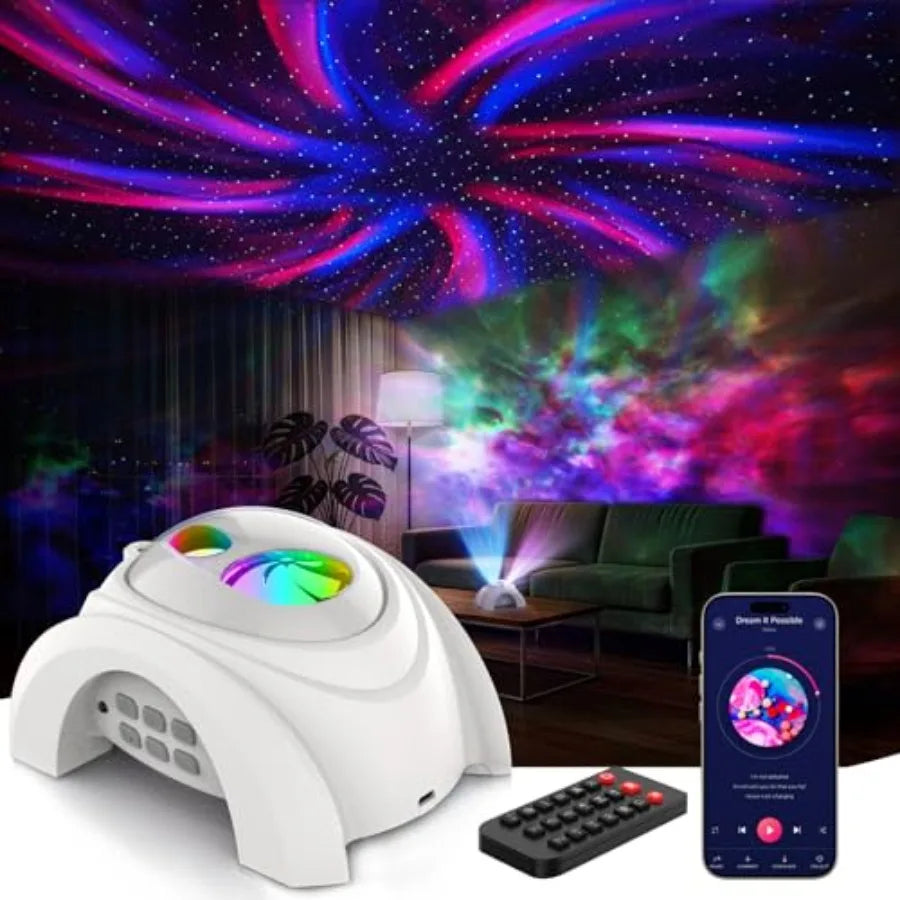 Dual Lens Galaxy Projector With Starlight Show And Bluetooth Speaker