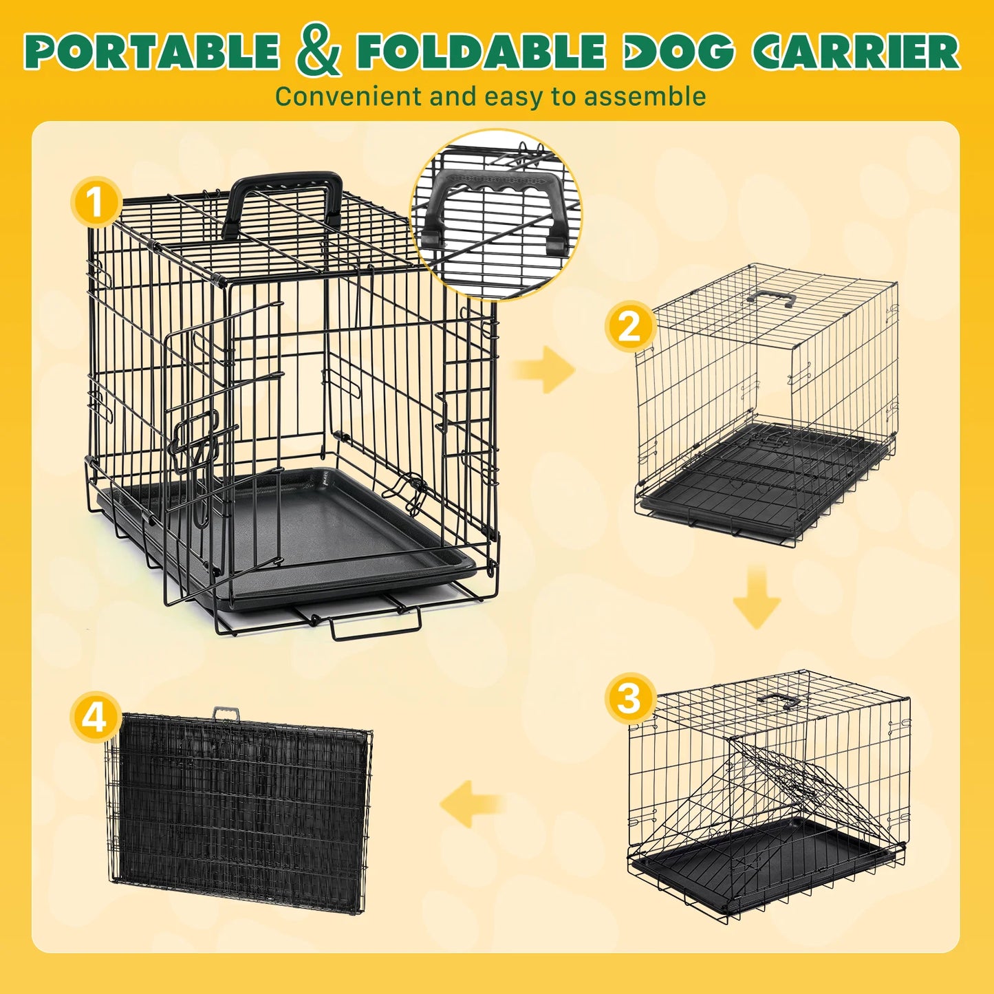 JHK Metal Dog Crate With Secure Lock Single Door Kennel