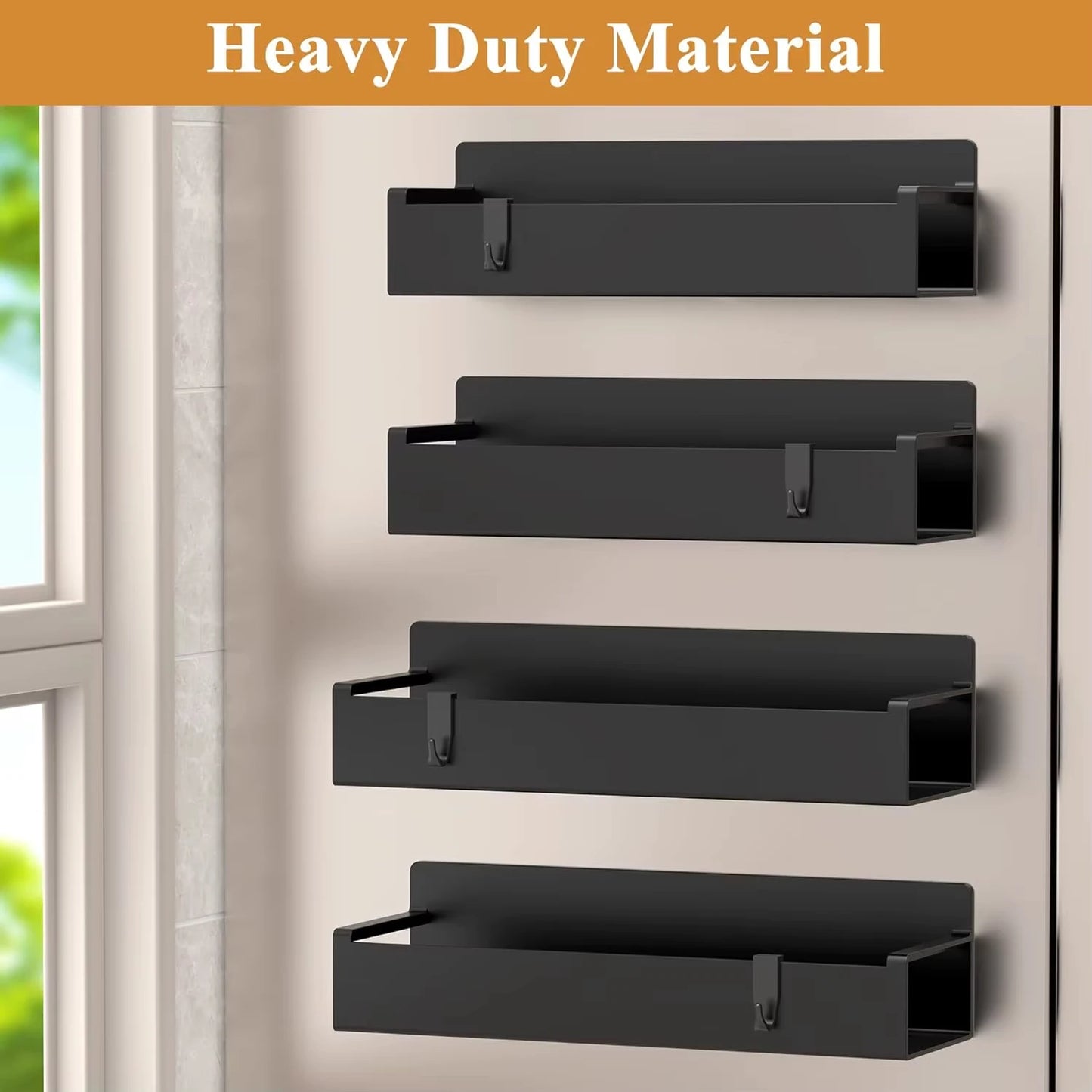 4 Pack Magnetic Spice Rack Organizer For Refrigerator Doors