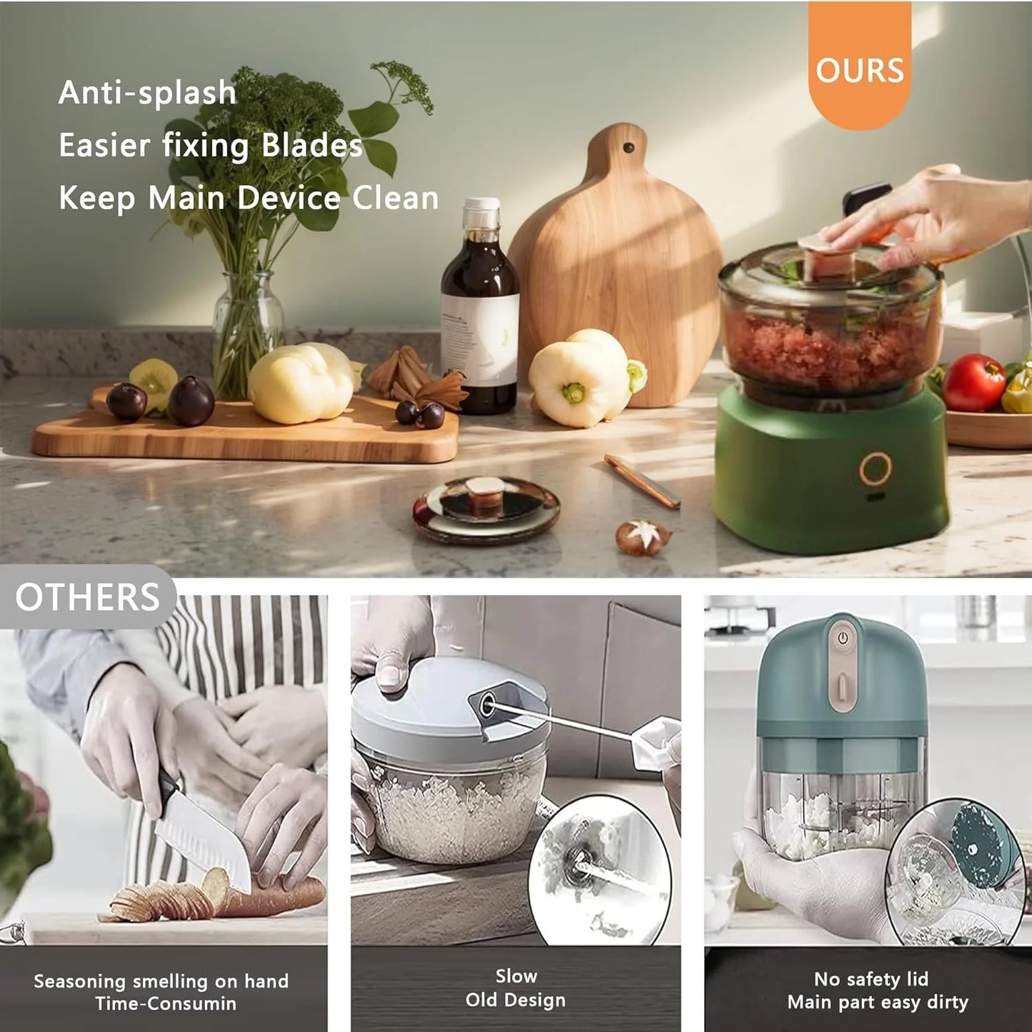 Mini USB Electric Food Processor Garlic Chopper Meat Grinder