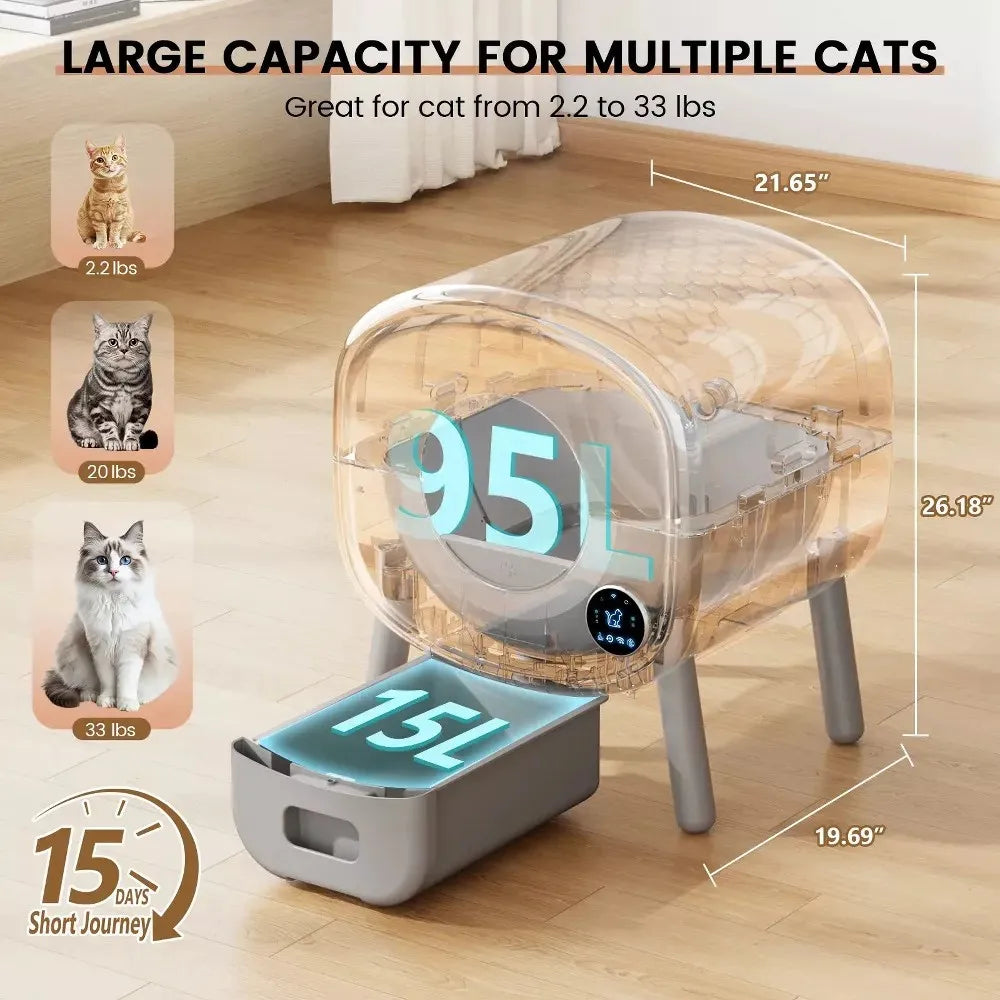 Automatic Self-Cleaning Cat Litter Box With App Control