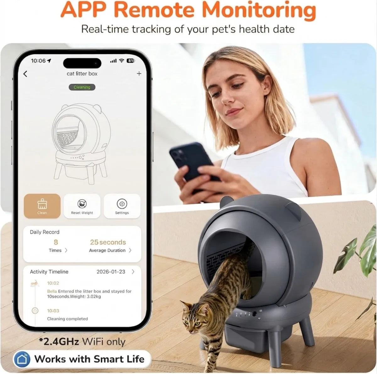 Smart Self Cleaning Cat Litter Box With App Control