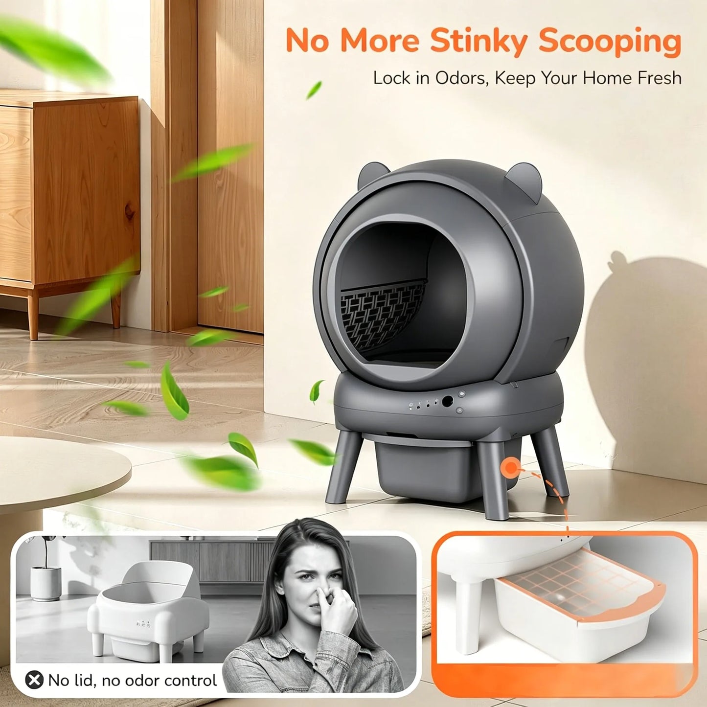 Smart Self Cleaning Cat Litter Box With App Control