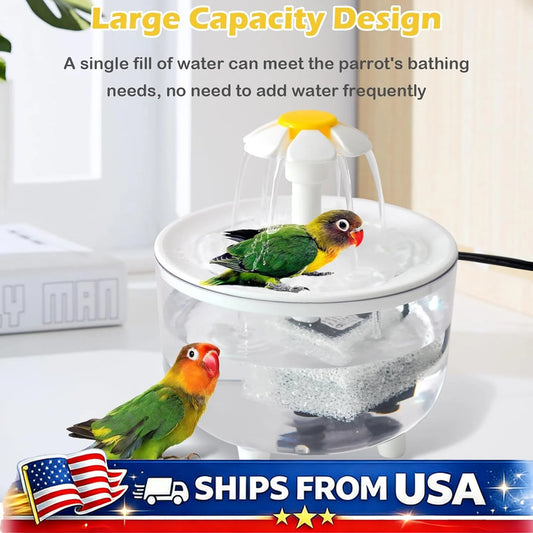 Indoor Bird Bath Fountain With Filter Pump For Small Parrots