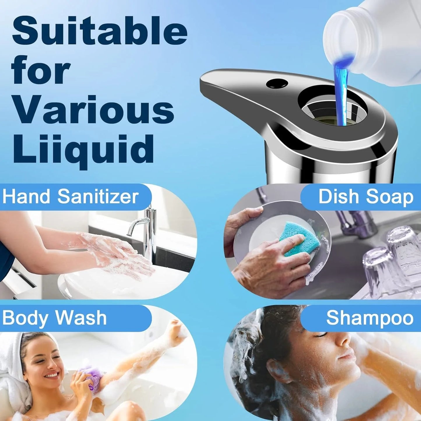 Touchless Infrared Soap Dispenser, Large Capacity for Kitchen Bathroom