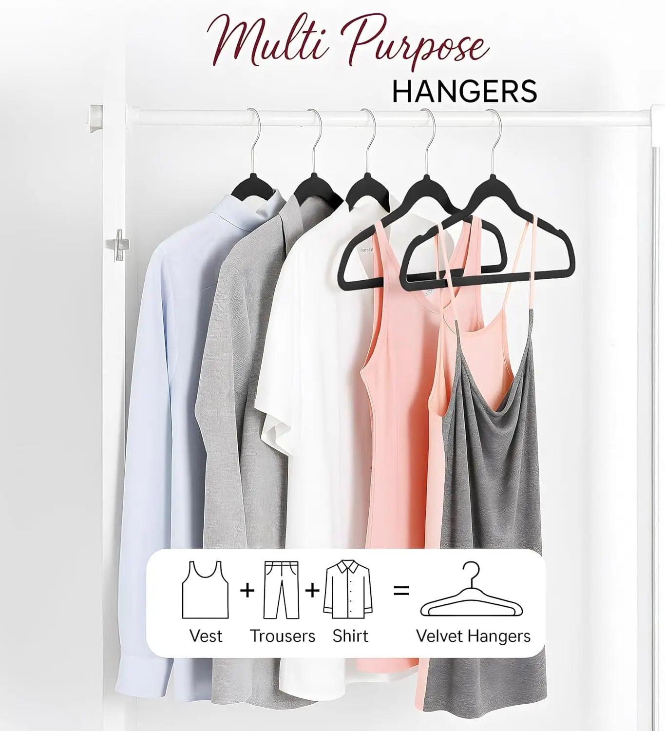 Lux Decor Velvet Hangers Non Slip Heavy Duty Swivel Hook