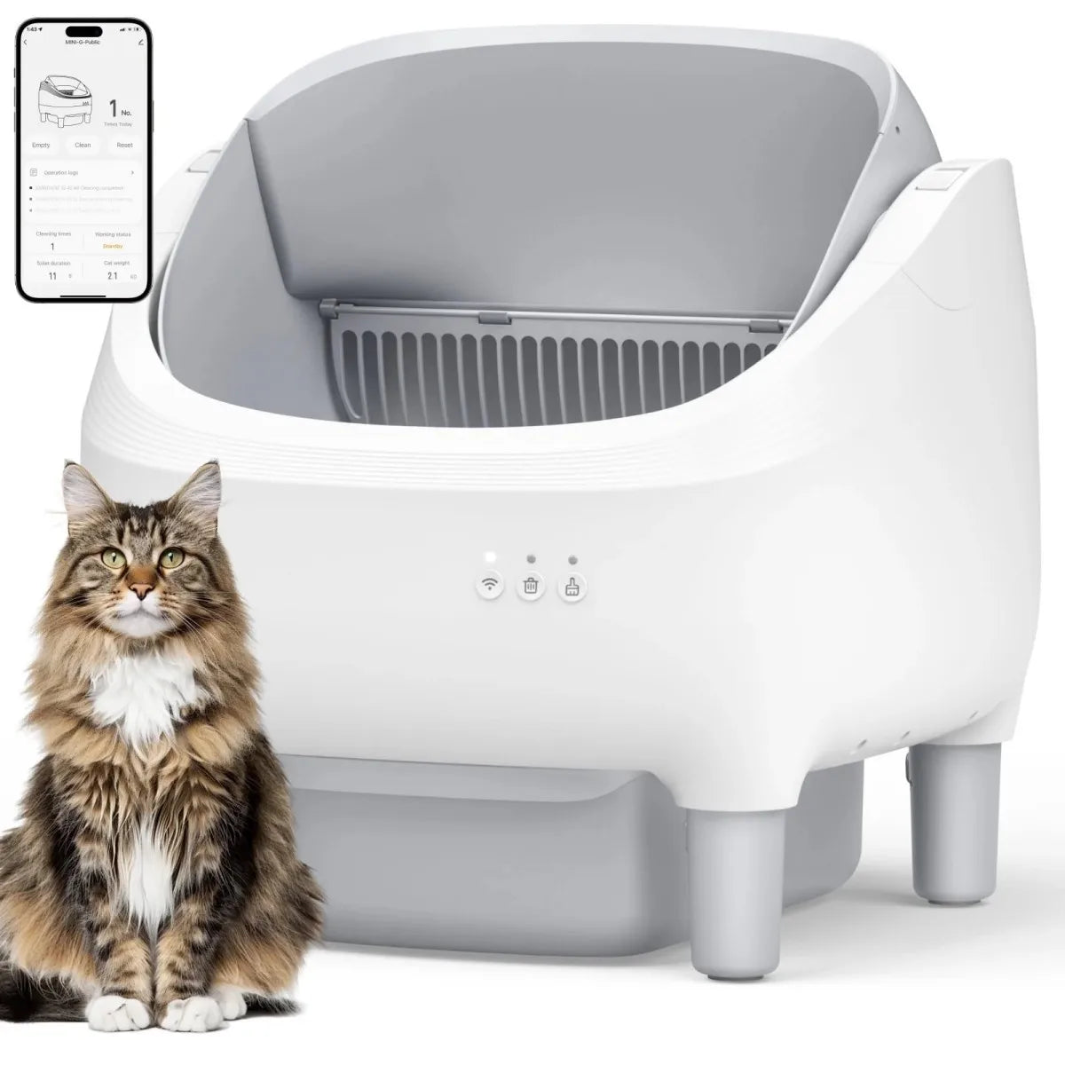 Self Cleaning Automatic Open Top Cat Litter Box Multiple Cats