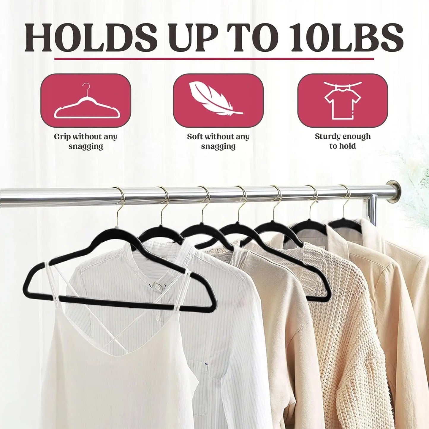 Lux Decor Velvet Hangers Non Slip Heavy Duty Swivel Hook