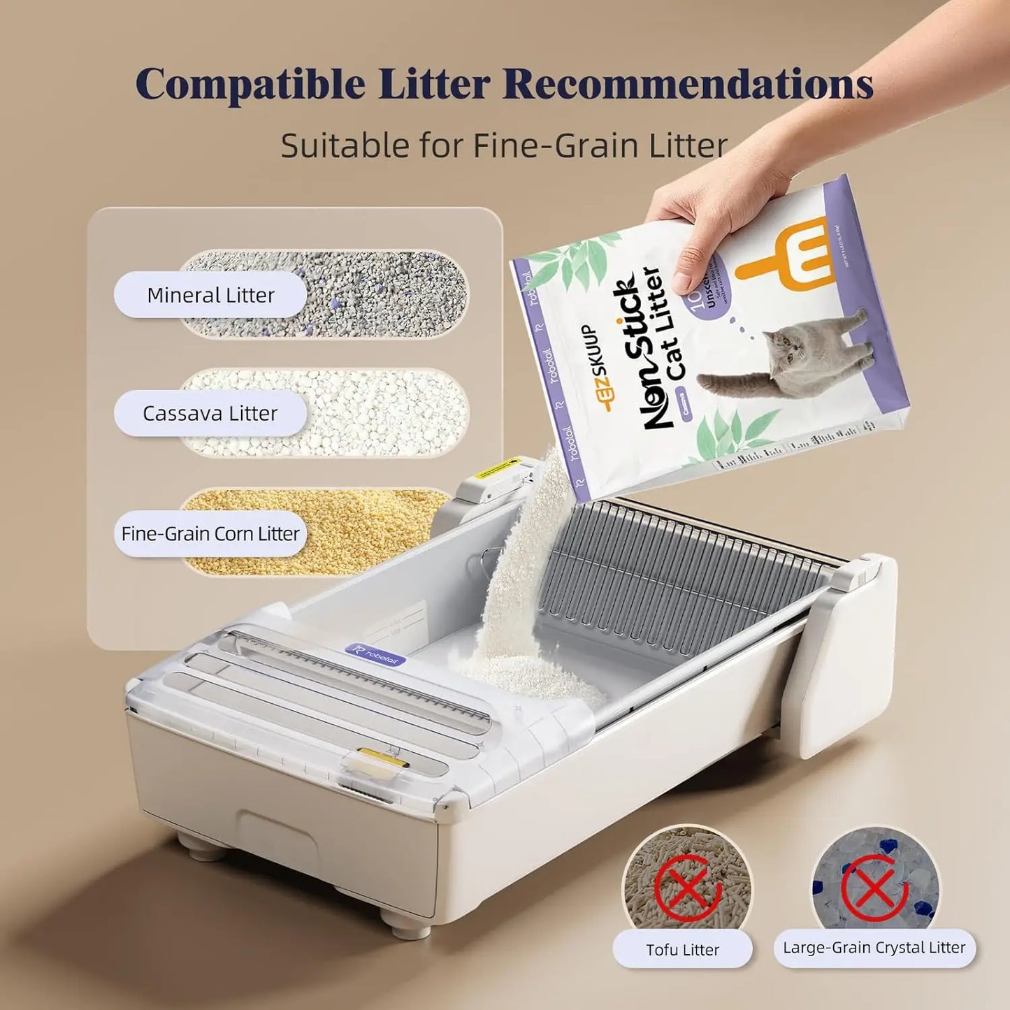 EZSKUUP Nonstick Cassava Cat Litter For Automatic Litter Boxes