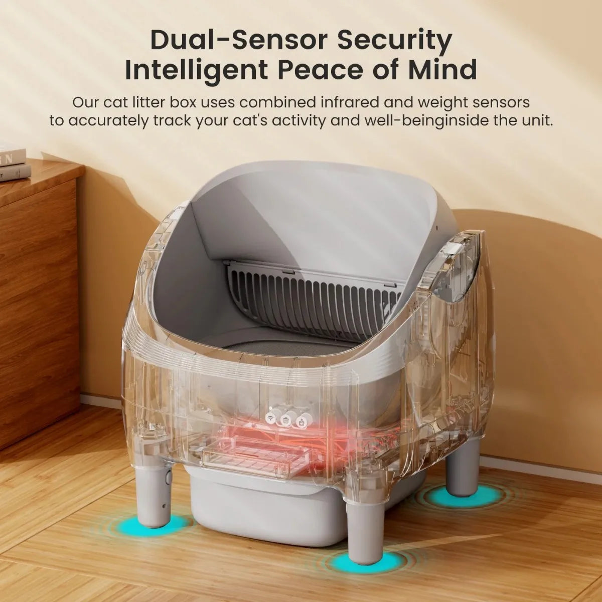 Self Cleaning Automatic Open Top Cat Litter Box Multiple Cats