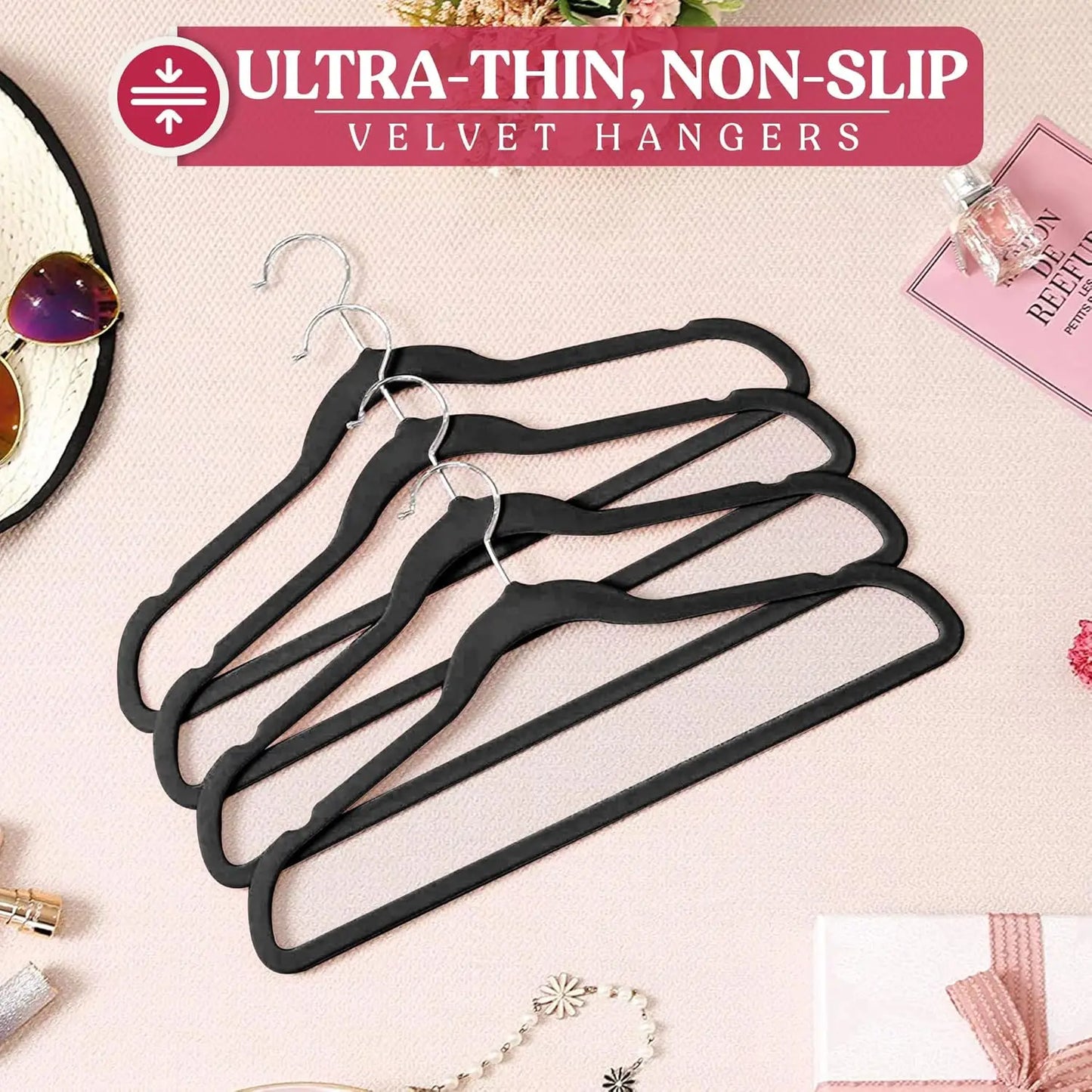 Lux Decor Velvet Hangers Non Slip Heavy Duty Swivel Hook