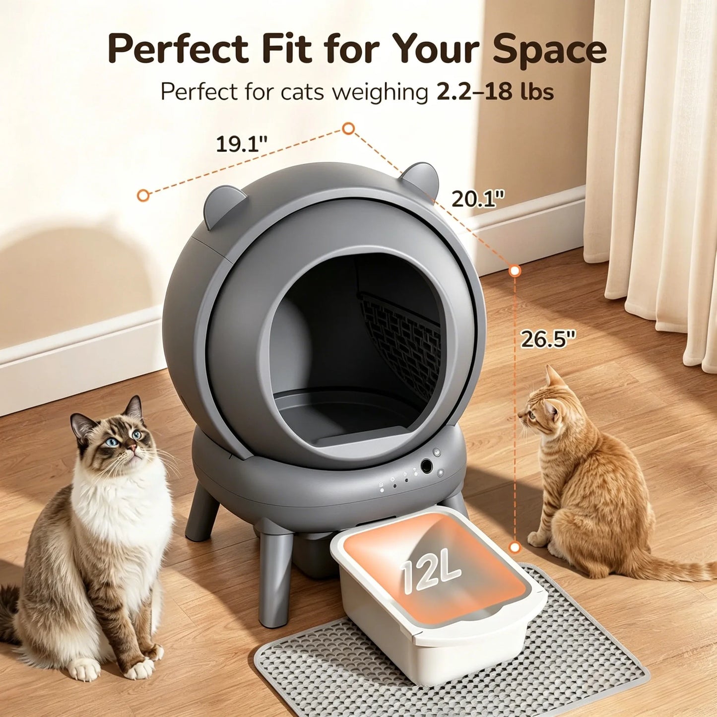 Smart Self Cleaning Cat Litter Box With App Control