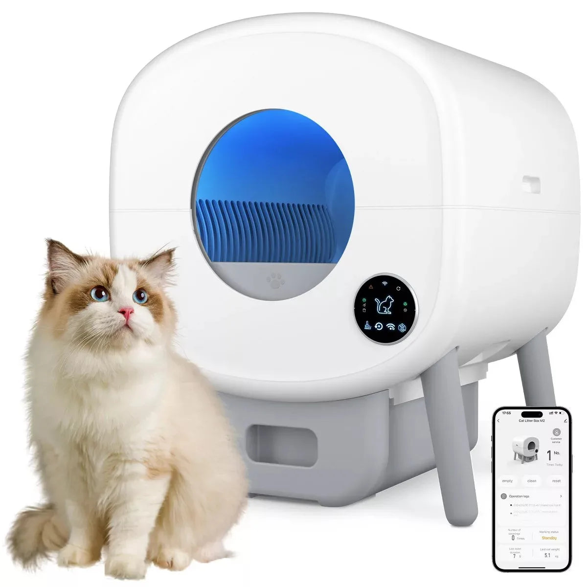 Automatic Self-Cleaning Cat Litter Box With App Control